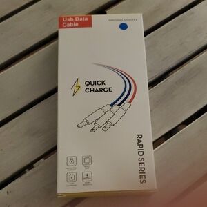 Quick Charge Rapid Series USB Data Cable - Blue/Red/Black
